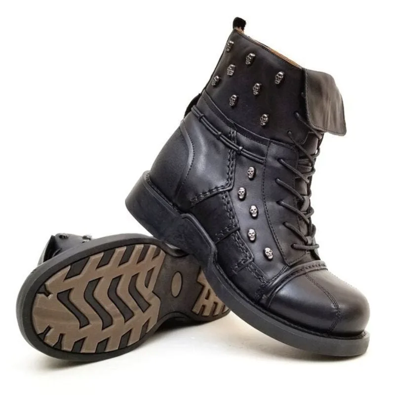 Vue 5 — Bottines Moto pour Homme en Cuir