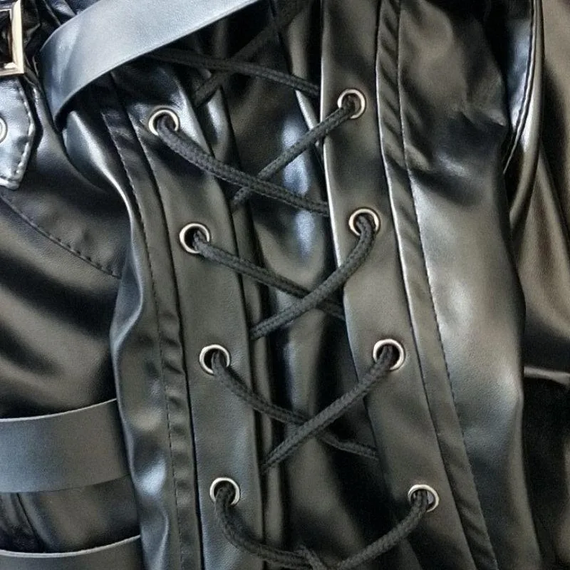 Vue 3 — Veste Steampunk Gothique en PU