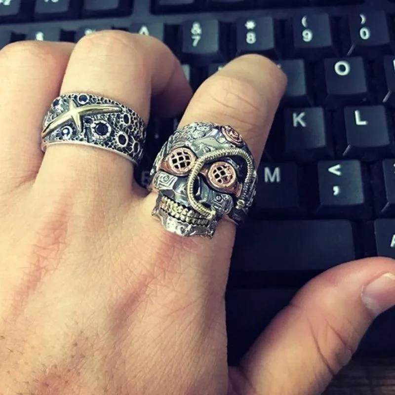Vue 2 — Bague Tête de Mort Steampunk