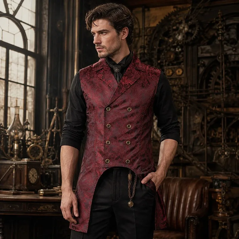 Vue 2 — Veste Costume Gothique Sans Manche Homme Rouge