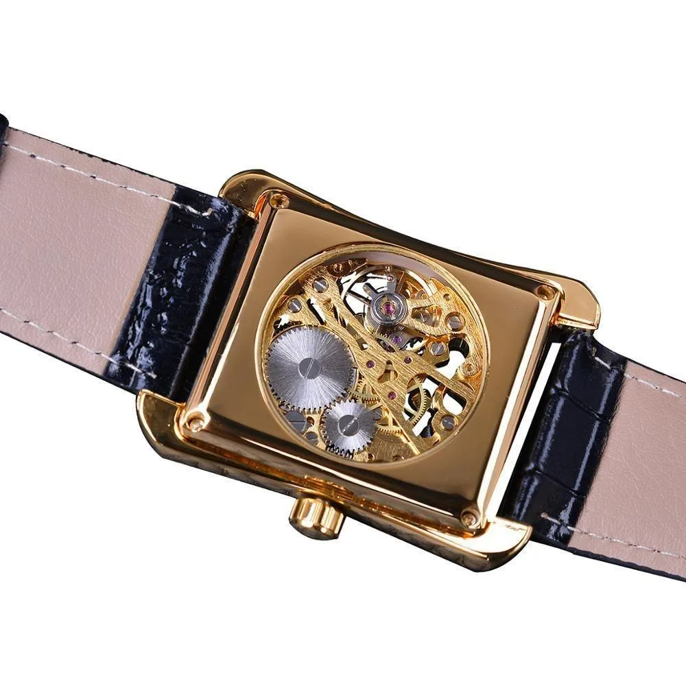 Vue 4 — Montre Squelette Rectangulaire Homme