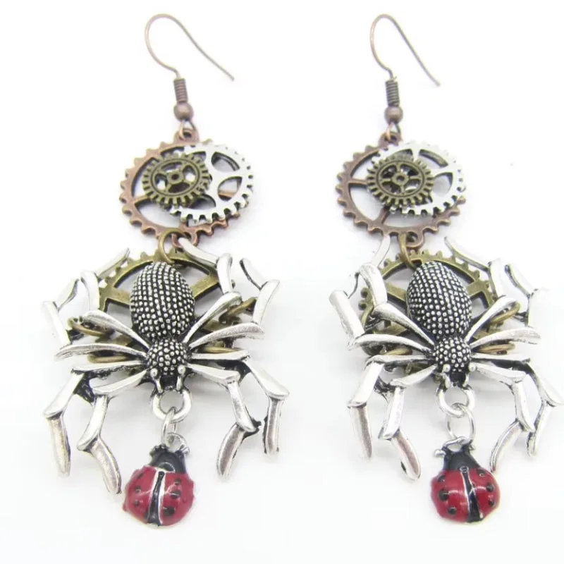 Vue 3 — Boucles d'Oreilles Steampunk Araignée