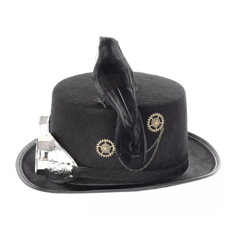 Vue 4 — Chapeau Steampunk Avec Oiseau