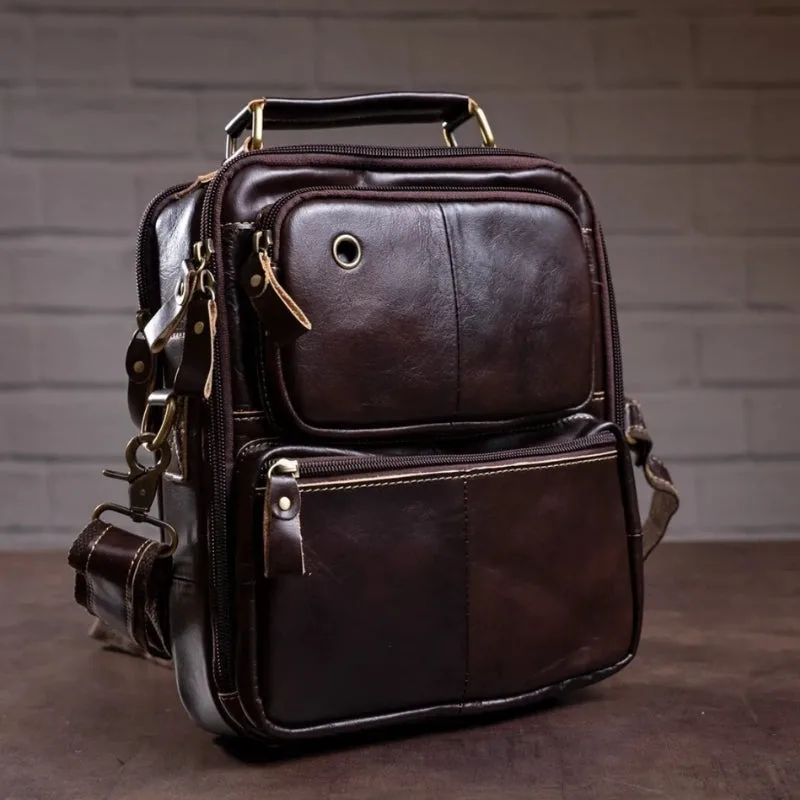 Vue 2 — Sac Bandoulière Homme Cuir Vintage