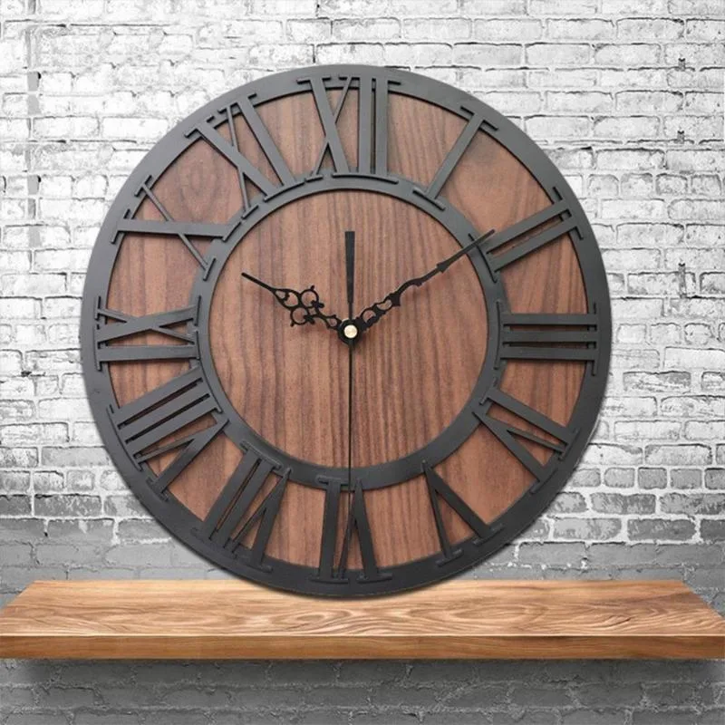 Vue 2 — Horloge Industrielle Steampunk en Bois