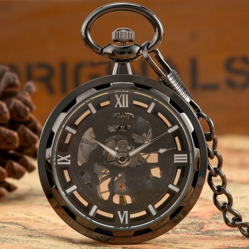Vue 4 — Montre à Gousset Squelette Noire