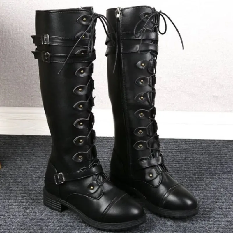 Vue 5 — Bottes Steampunk Hautes Sans Talons