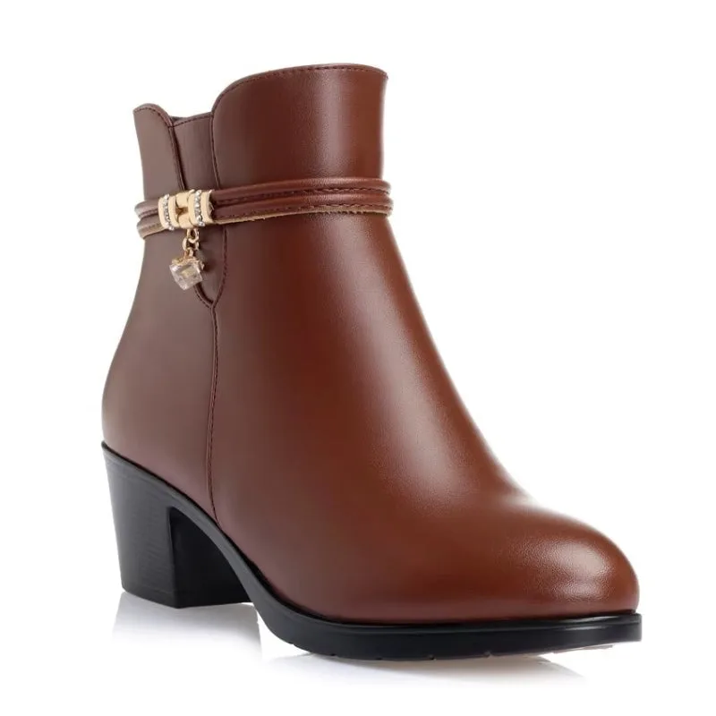 Vue 9 — Bottines en PU Marron à Talon
