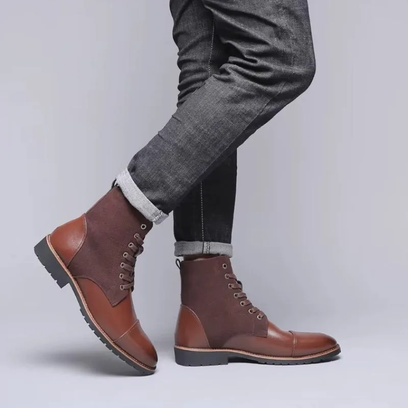 Vue 7 — Bottines Marron en Simili PU et à Lacets