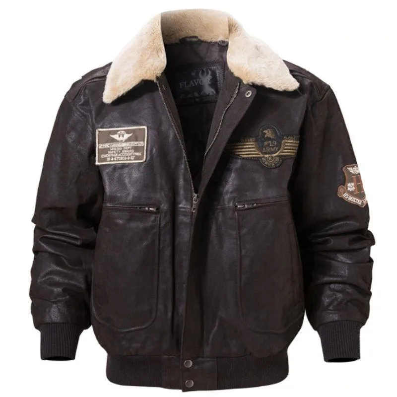 Vue 3 — Veste Steampunk Aviateur en Cuir