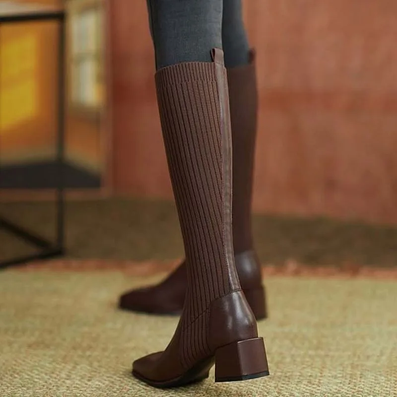 Vue 6 — Bottes Chaussettes Marron pour Femme