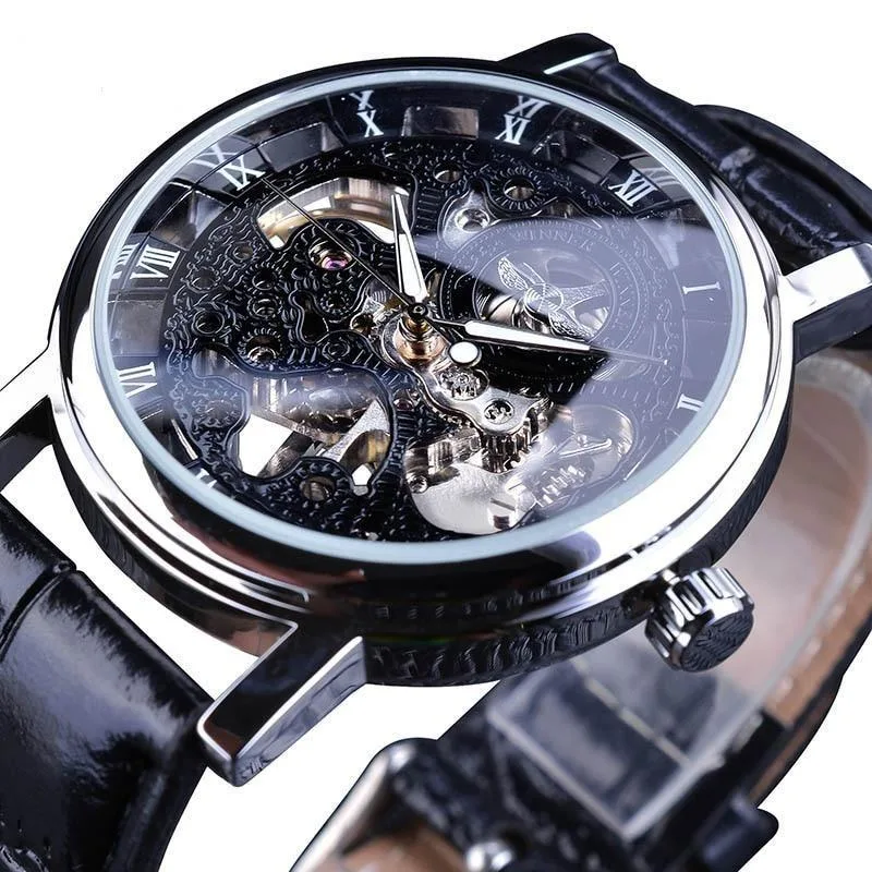 Vue 4 — Montre Homme Squelette Bracelet Simili