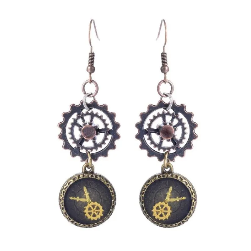 Vue 3 — Boucles d'Oreilles Pendantes Steampunk
