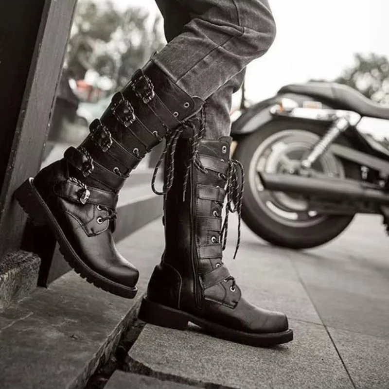 Vue 2 — Bottes Steampunk en PU Homme