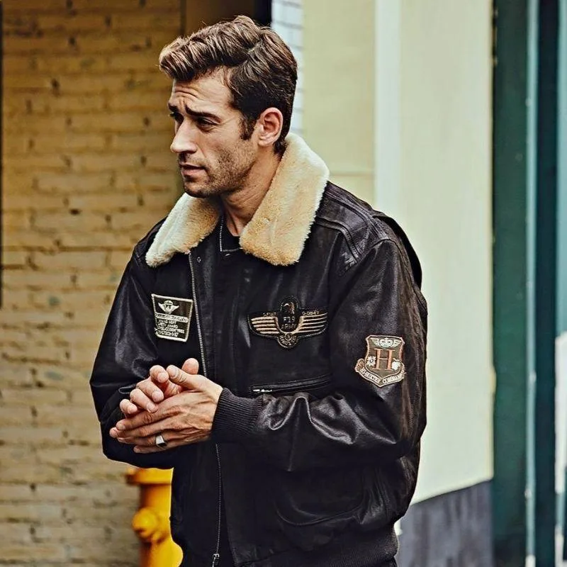 Vue 4 — Veste Steampunk Aviateur en Cuir