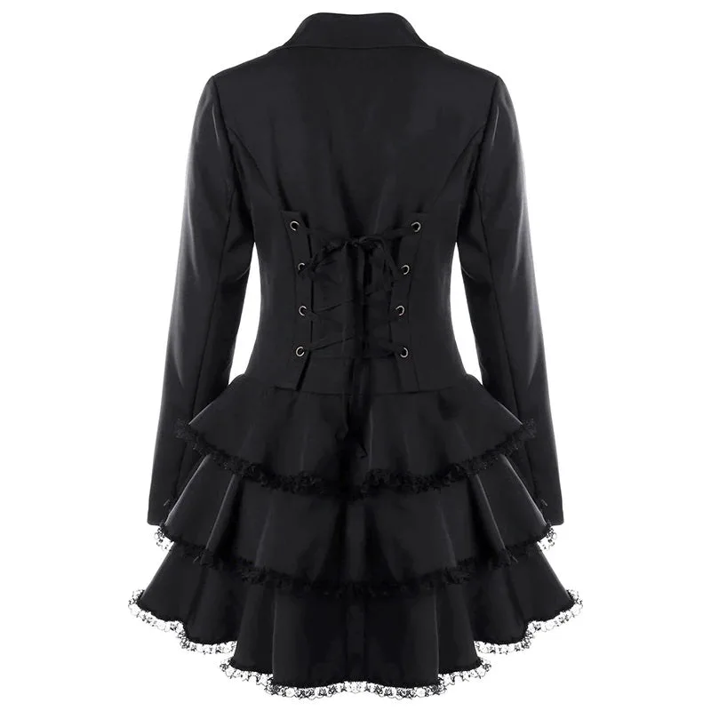 Vue 5 — Veste Redingote Femme Noire