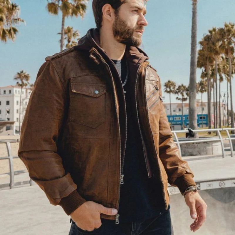 Vue 5 — Blouson Veste Steampunk en Cuir