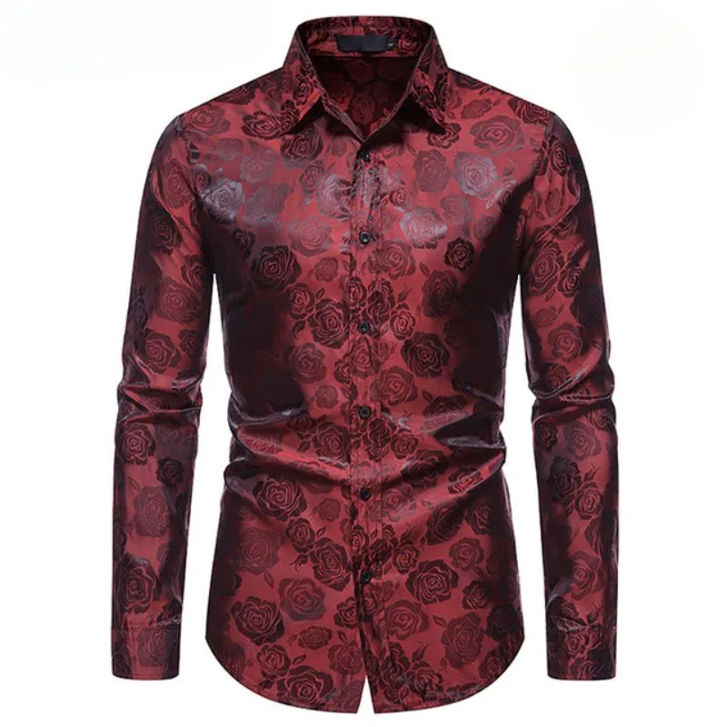 Chemise Rouge à Fleur Homme