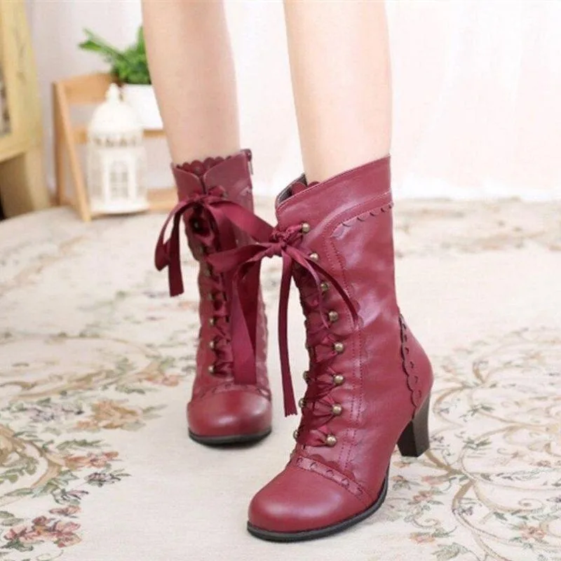 Vue 9 — Bottines Steampunk Victoriennes à Lacets