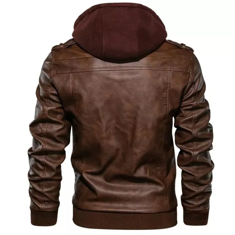 Vue 5 — Veste Simili PU à Capuche Homme