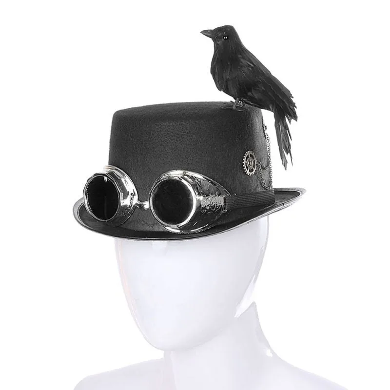 Vue 2 — Chapeau Steampunk Avec Oiseau