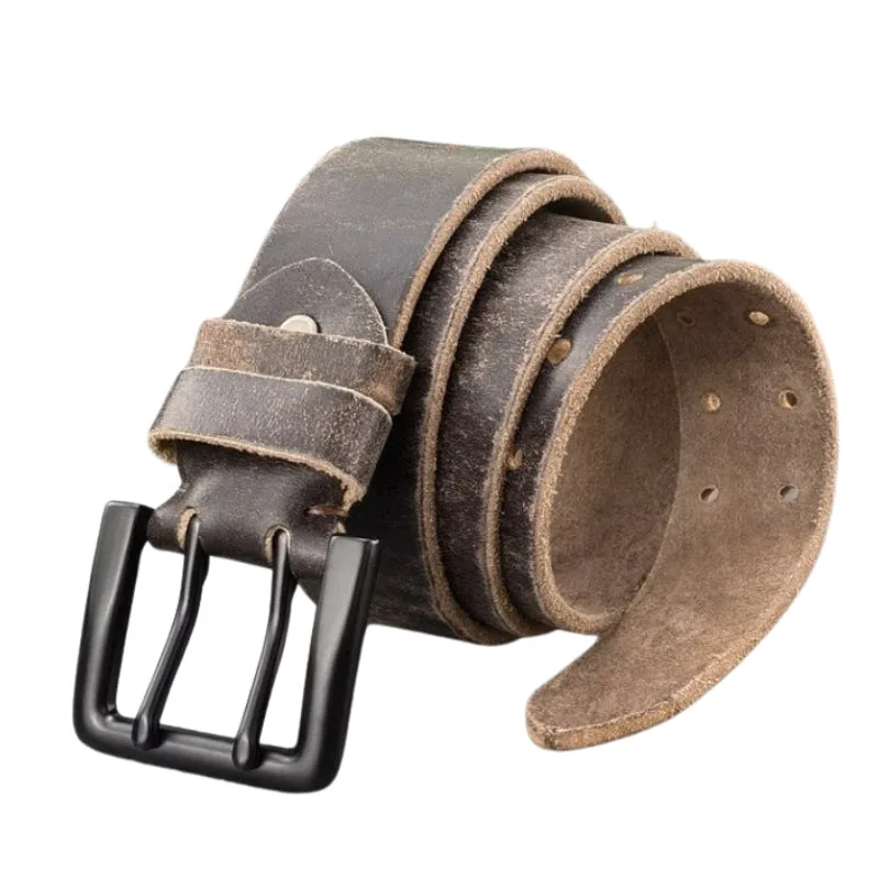 Vue 9 — Ceinture Marron en Cuir Vieilli