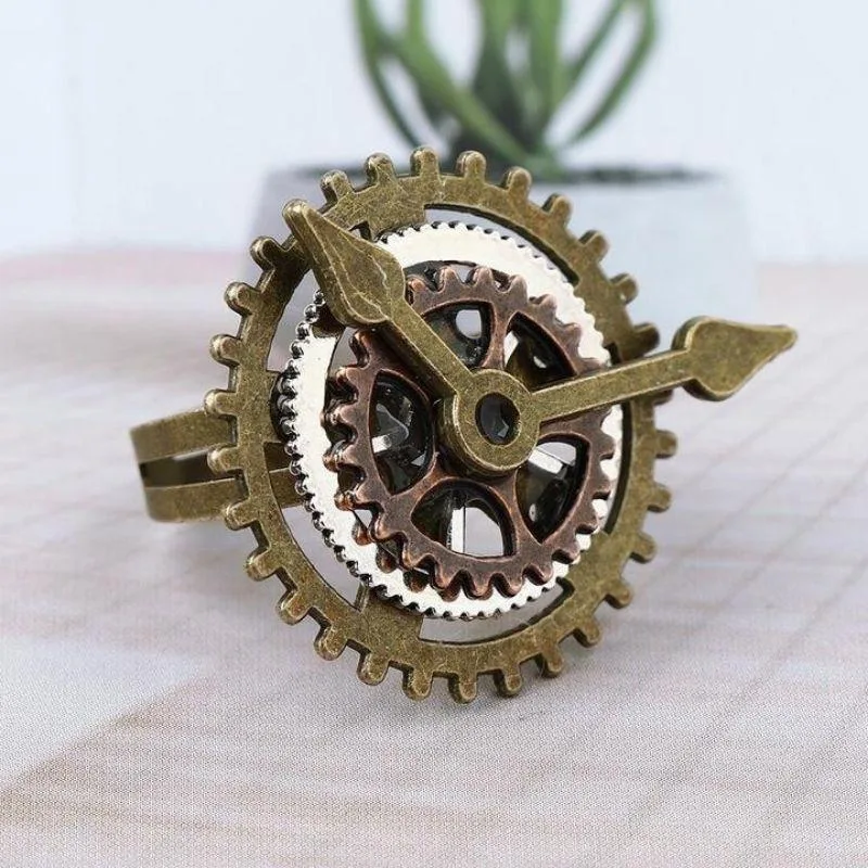 Vue 3 — Bague Steampunk Horloge