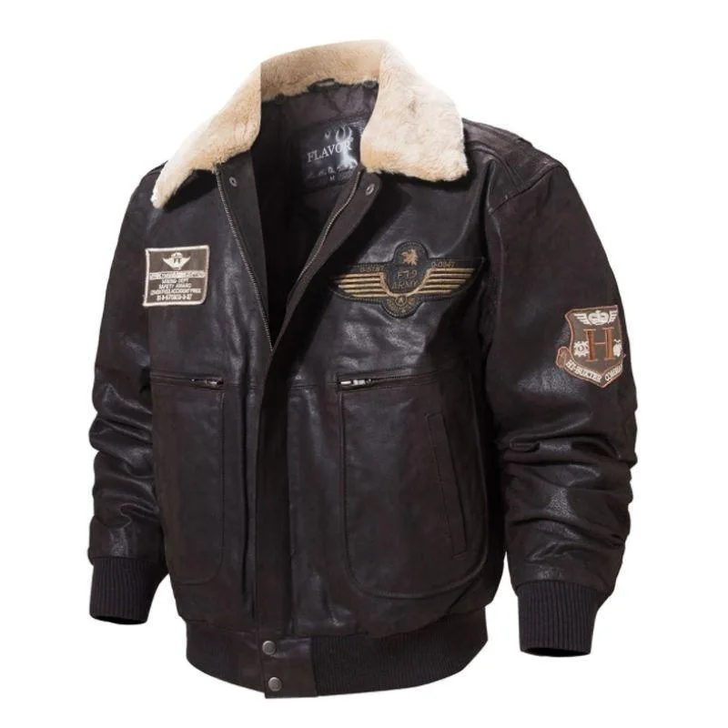 Vue 6 — Veste Steampunk Aviateur en Cuir