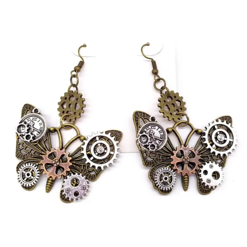 Vue 2 — Boucles d'Oreilles Papillon Steampunk