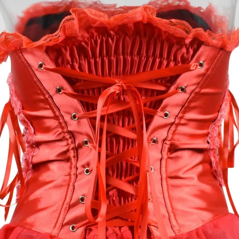Vue 6 — Corset Rétro Rouge pour Femme