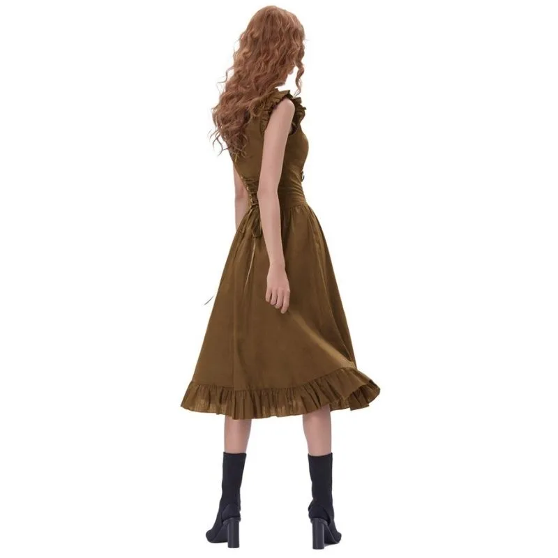 Vue 5 — Longue Robe Marron Steampunk