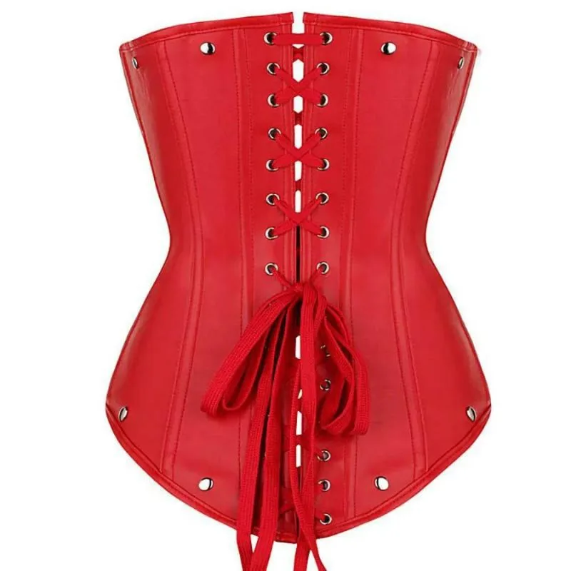 Vue 4 — Corset Simili PU Rouge