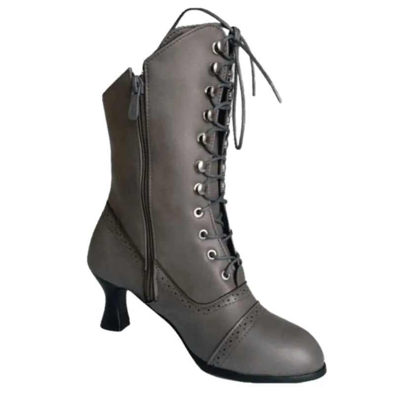 Vue 2 — Bottines Grises à Lacets pour Femme