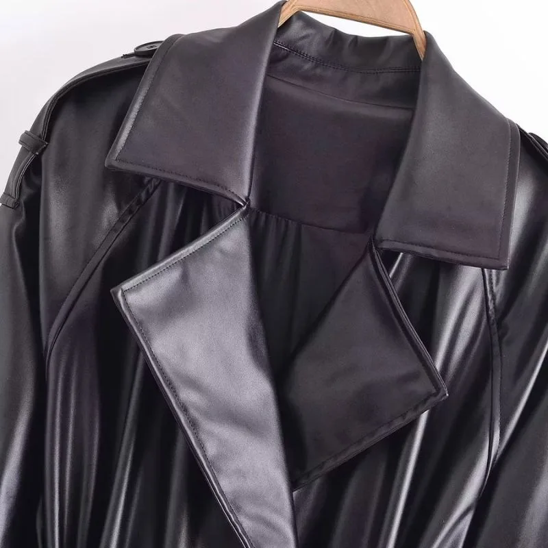 Vue 3 — Manteau Simili PU Type Trench Coat