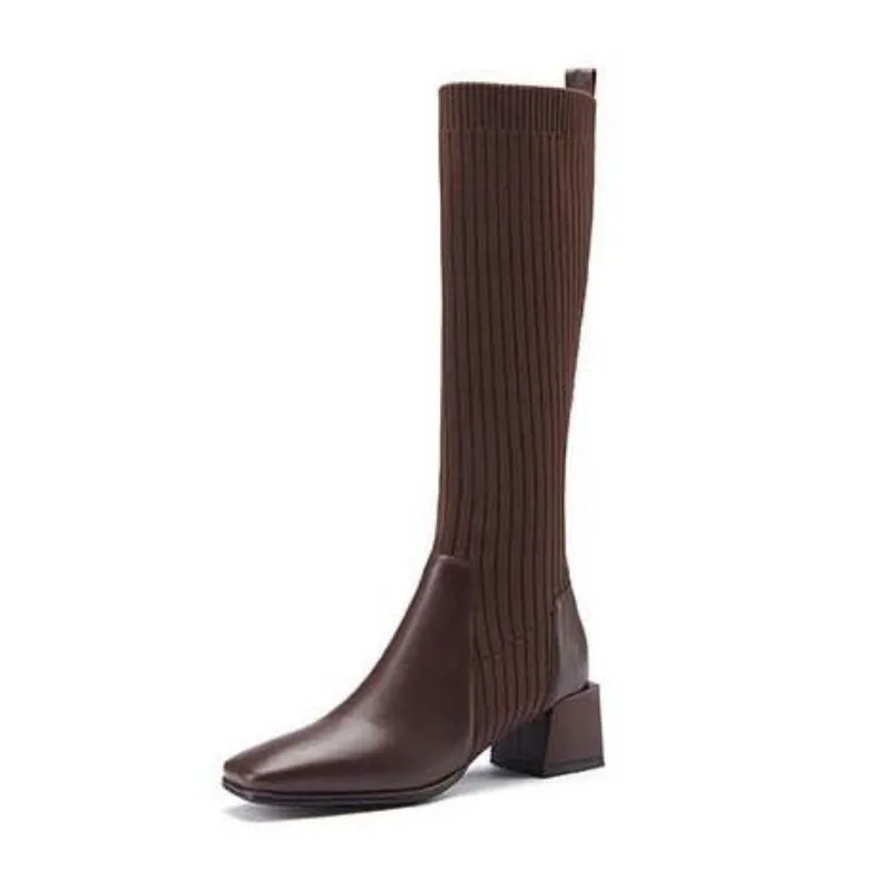 Bottes Chaussettes Marron pour Femme