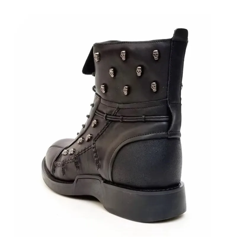 Vue 6 — Bottines Moto pour Homme en Cuir