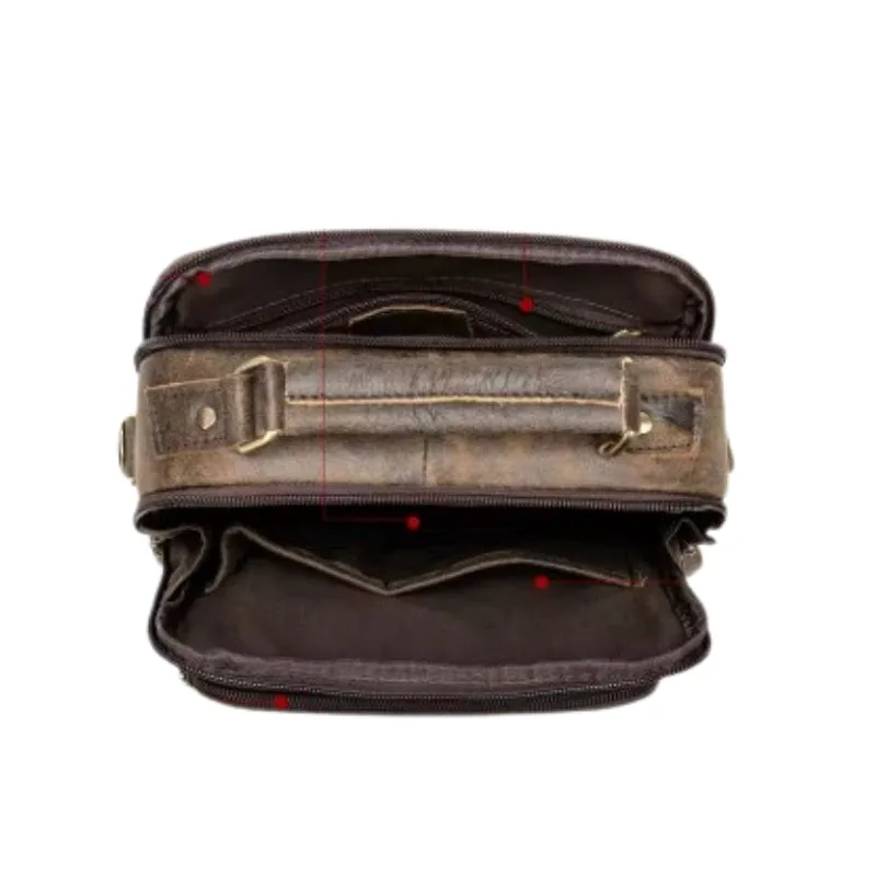 Vue 5 — Sac Bandoulière Homme Cuir Vintage