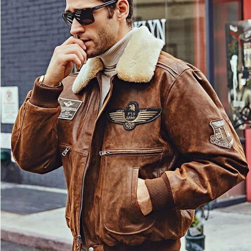 Vue 8 — Veste Steampunk Aviateur en Cuir