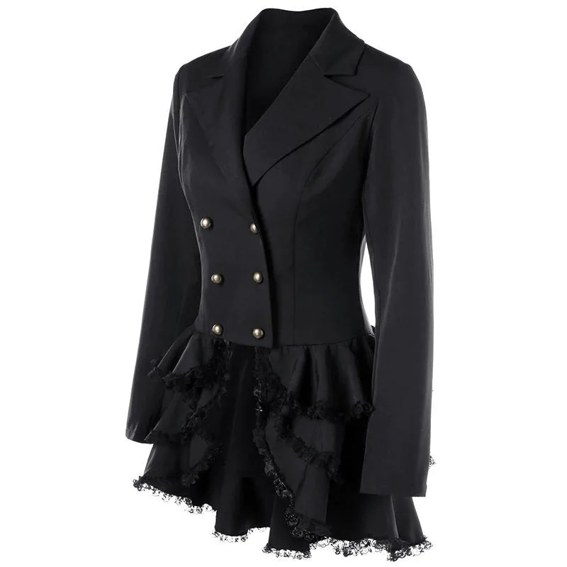 Vue 4 — Veste Redingote Femme Noire