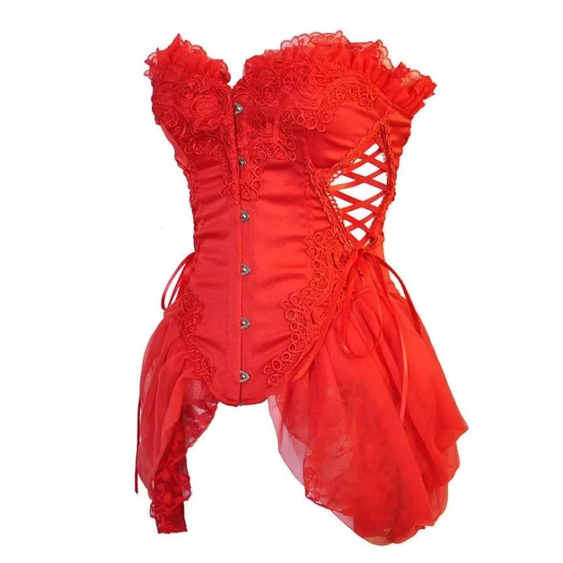 Vue 3 — Corset Rétro Rouge pour Femme