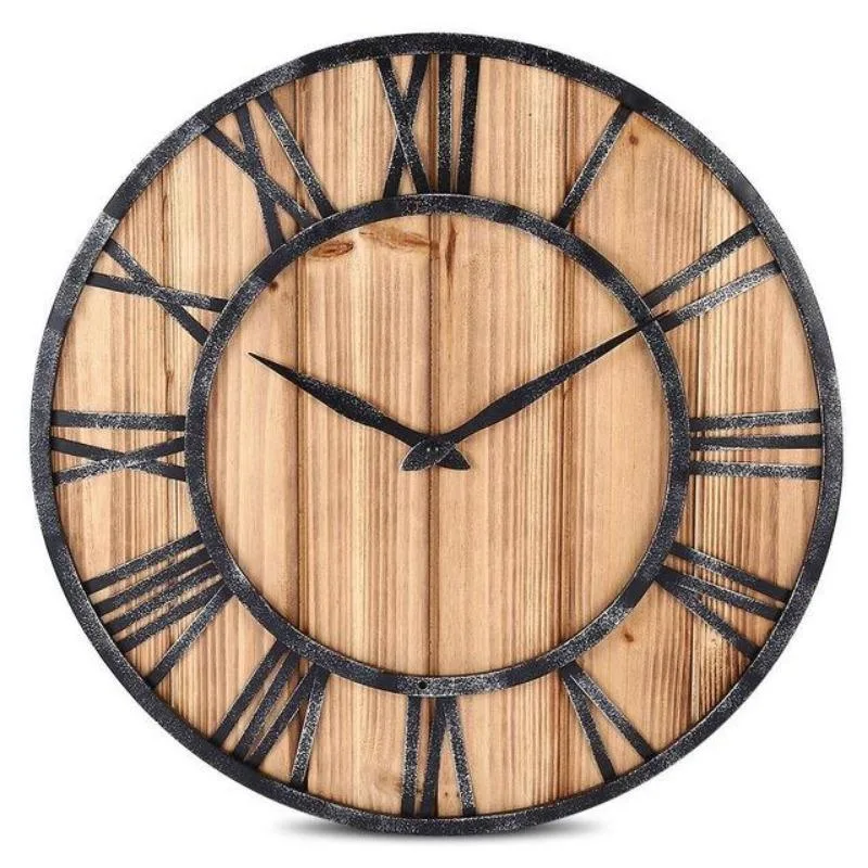 Horloge Steampunk Industrielle en Bois et Métal
