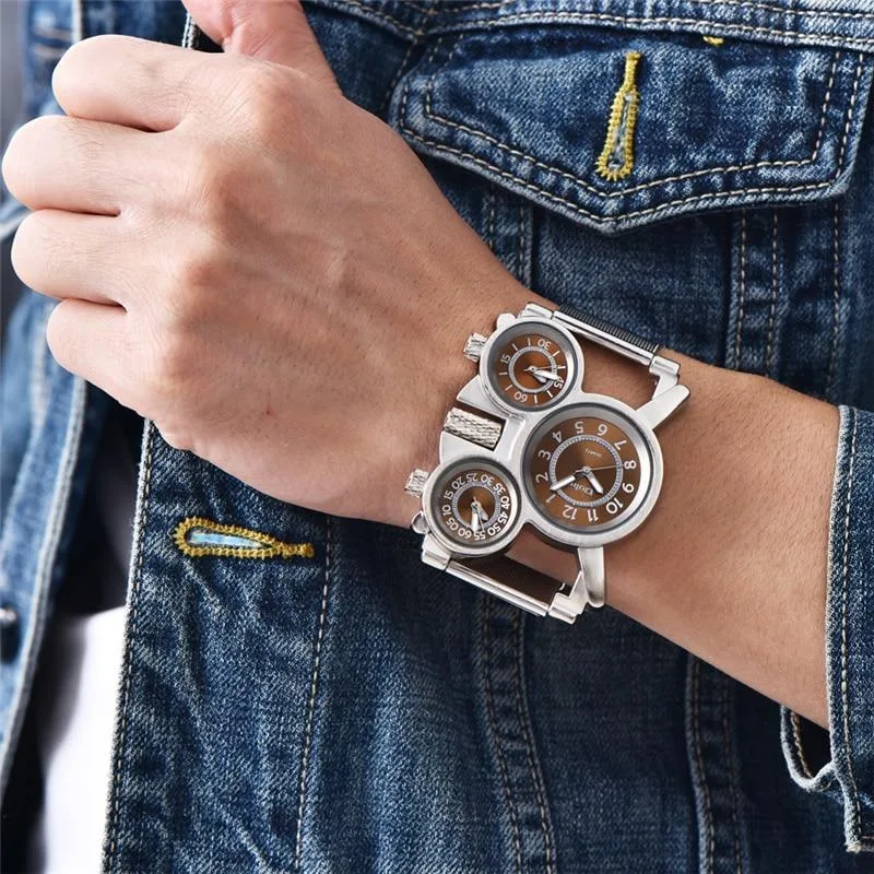 Vue 5 — Montre Steampunk 3 Cadrans Homme