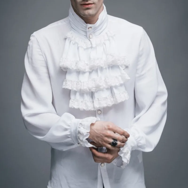Vue 4 — Chemise Blanche à Jabot pour Homme