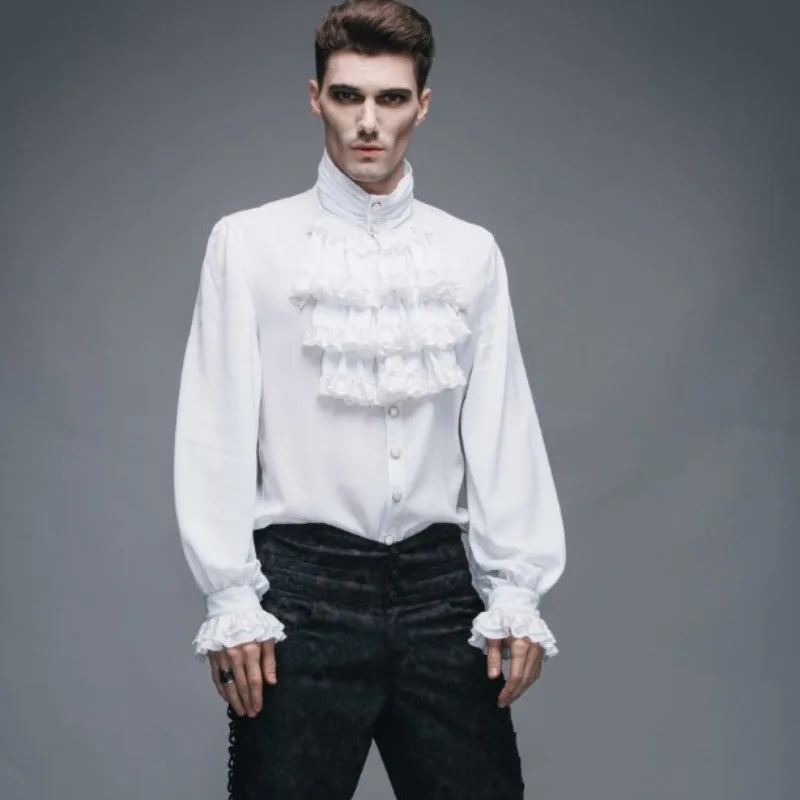 Vue 3 — Chemise Blanche à Jabot pour Homme