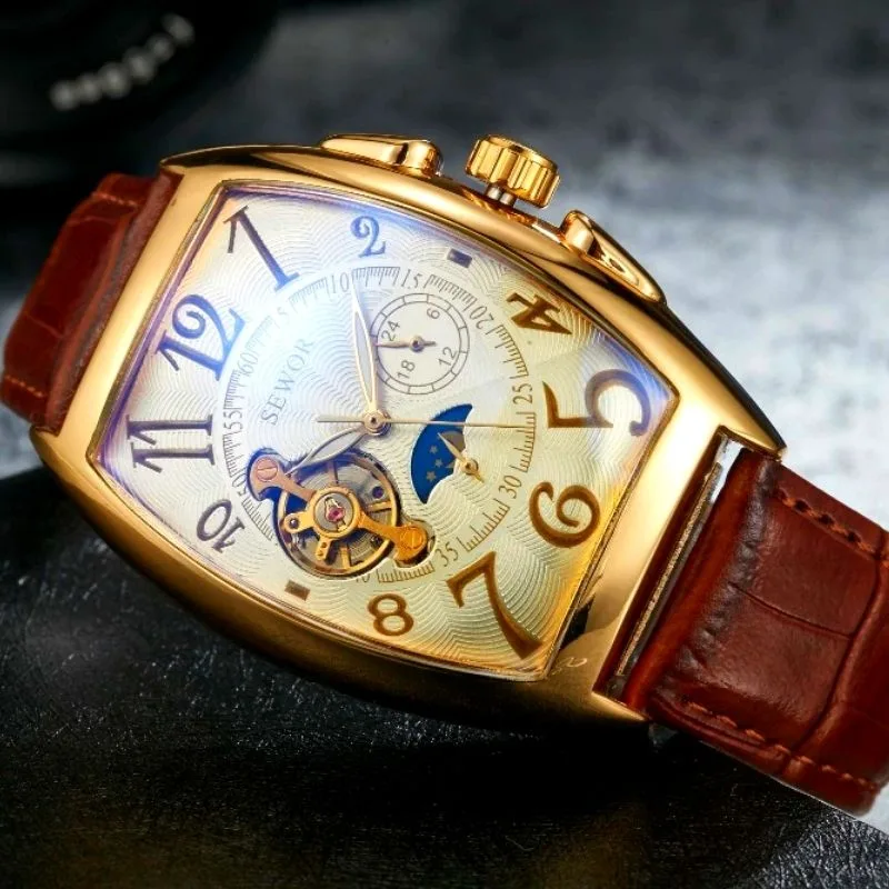 Vue 8 — Montre Rectangulaire Homme Vintage