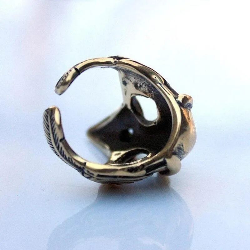 Vue 4 — Bague Corbeau Steampunk Bronze
