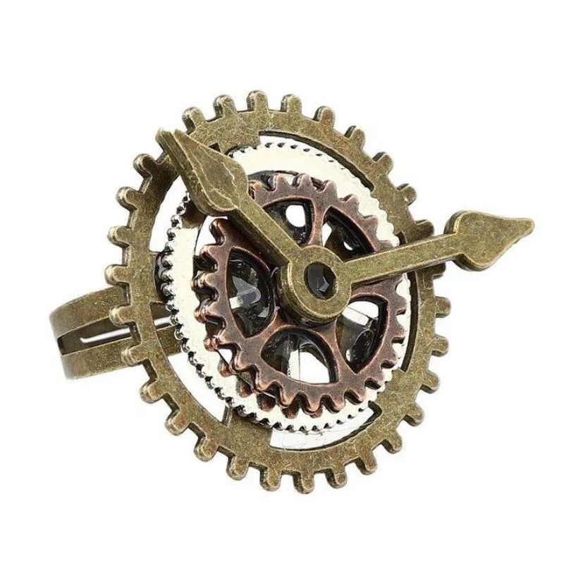 Vue 4 — Bague Steampunk Horloge