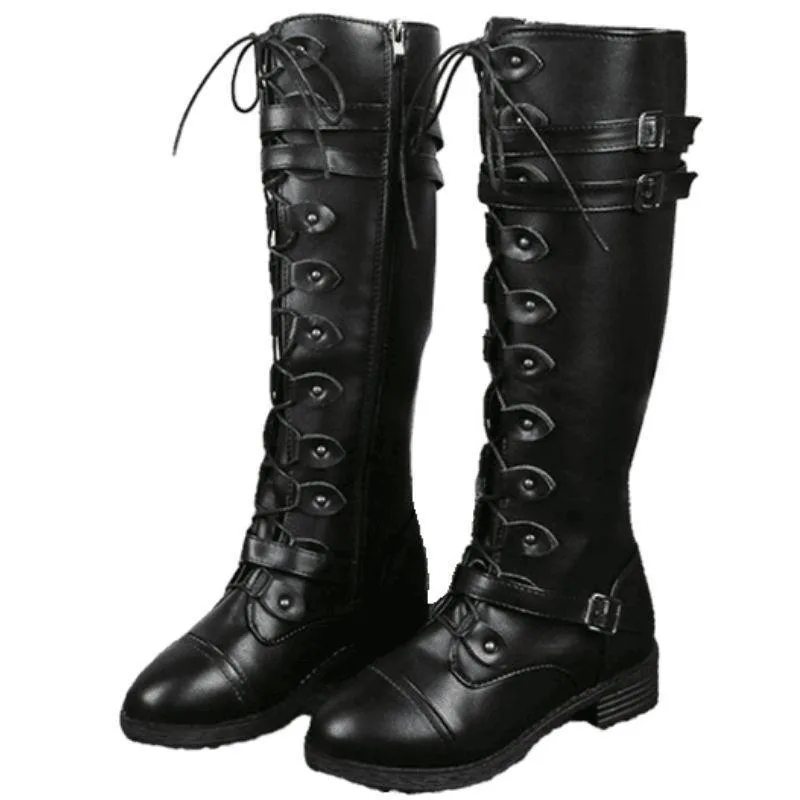Vue 3 — Bottes Steampunk Hautes Sans Talons
