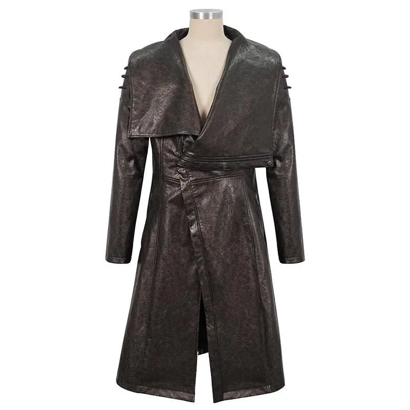 Vue 7 — Long Manteau Steampunk Marron