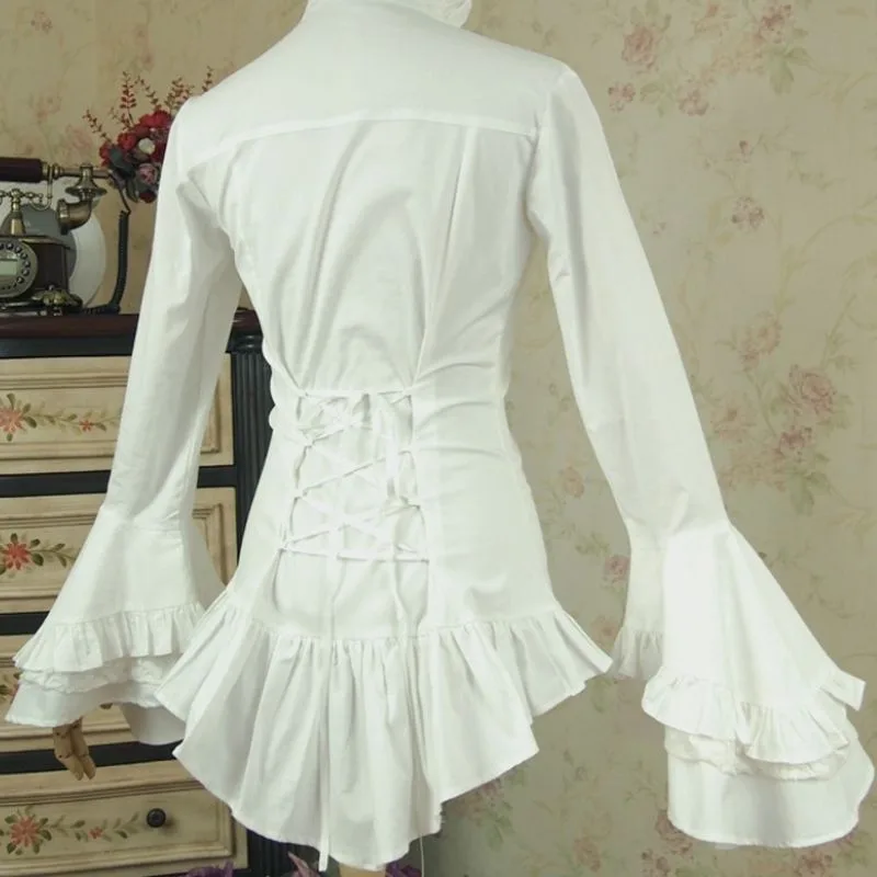 Vue 4 — Chemise à Jabot Goth Blanche